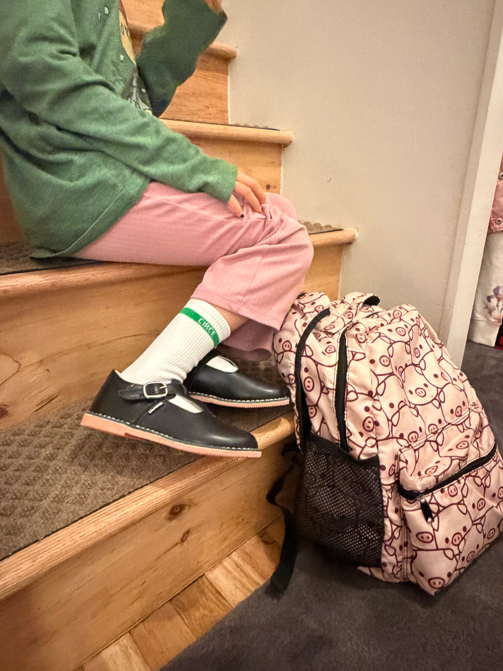 Getting dressed in Circe Socks on a schoolday morning